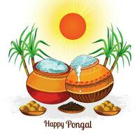 Happy pongal festival card background vector