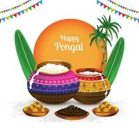 Happy pongal festival card celebration background vector