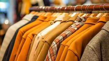 ai generado ropa de caballero Tienda en Inglés campo estilo, otoño invierno ropa colección foto