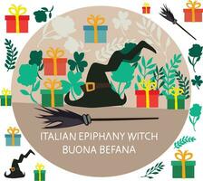 italiano Epifanía bruja buona befana vector