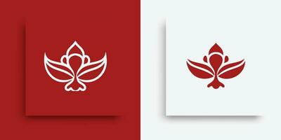 two different designs for a flower on red and white vector
