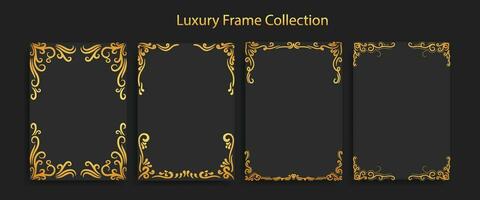 luxury frame collection set of gold frames vector