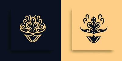 two different designs for a flower and a flower vector