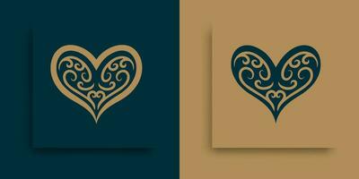 two different designs of heart shaped cards vector