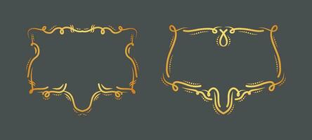 golden frame with ornate design on a gray background vector