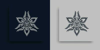 two different designs for a flower on a black and white background vector