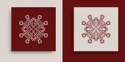 two cards with white and red designs vector