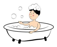 Boy bathing in the bathtub vector