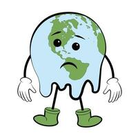 Planet with arms and legs on white background vector