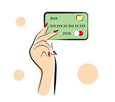 Hand with credit card on white background vector