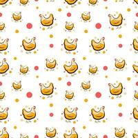 Seamless texture with chickens on white background vector