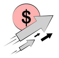 Dollar and arrows on white background. Inflation vector