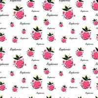 Seamless pattern with raspberries on white background vector