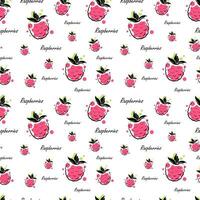 Seamless pattern with raspberries on white background vector