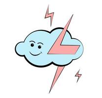 Cloud and lightning on white background vector