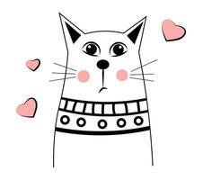 Cat on a white background. Vector illustration in doodle style