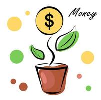 Money flower on white background. Revenue Growth vector