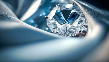 AI generated Blue diamond and white diamonds jewellery design collection gem masterpiece, luxury exclusive sapphire gemstone and exquisite premier bespoke jeweller custom-cut sapphires. Generative Ai photo