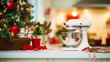 AI generated Christmas baking, holidays recipe and home cooking, holiday bakes, ingredients and preparation in English country cottage kitchen, homemade food and cookbook photo