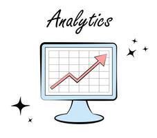 analítica. monitor en un blanco antecedentes. flecha vector