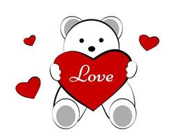 bear with a red heart on a white background vector