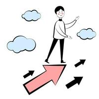 A successful man. Personal growth. vector