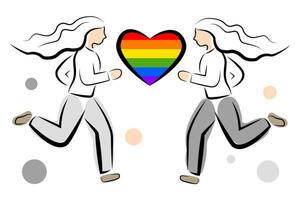 lesbiana Pareja. lgbt bandera vector