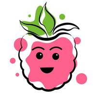 Raspberry with eyes on white background vector