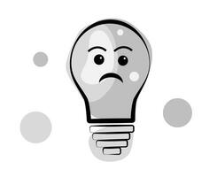 Sad light bulb on white background vector