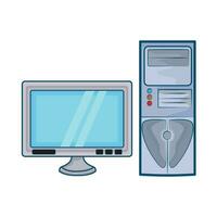 computer monitor and cpu illustration vector