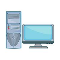 computer monitor and cpu illustration vector