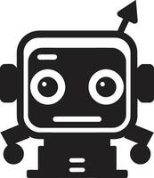 Mini Marvel Conversations Tiny Chatbot Icon Petite AI Wonder Cute Black Robot vector