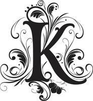 Kaleidoscopic Script Flowing Letter K Vector Kaleidoscopic Patterns Detailed Font K Decor Vector