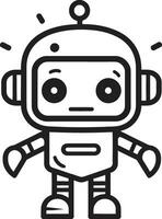 Pixel Sized Chat Delight Black Robot Logo Icon Tiny Tech Chat Enchantment Cute Small AI Mark vector