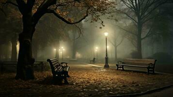 ai generado un noche y sereno ciudad parque como un antecedentes foto