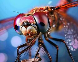 AI generated Macro of dragonfly Sympetrum vulgare photo