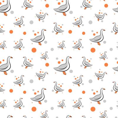 Seamless pattern with ducks on white background