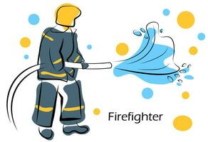 Fireman extinguishing fire vector