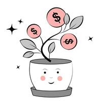 dinero árbol en blanco antecedentes vector