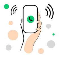 Hand with mobile phone on white background vector