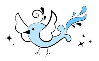 Blue bird on white background vector