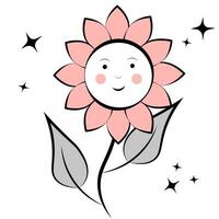 Flower with face on white background vector