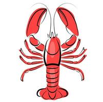 Lobster on white background. Doodle vector