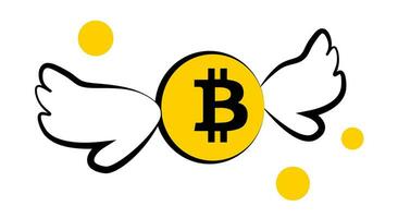 bitcoin con alas en un blanco antecedentes vector