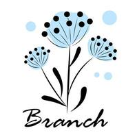 Branch with flowers on white background vector