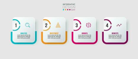 4 4 pasos infografía modelo negocio concepto. vector