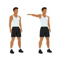 Man doing single arm side or lateral raises exercise. vector