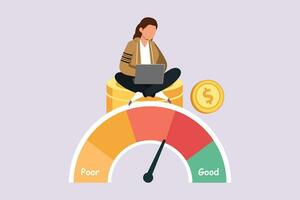 Business performance analysis, benchmark metrics audit concept. Colored flat vector illustration.