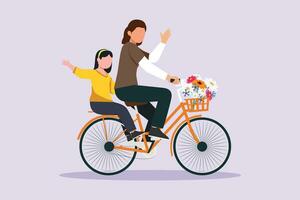 Family and children spending time together. Walking family concept. Colored flat vector illustration isolated.