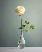 AI generated Photo of white rose in a minimalist vase